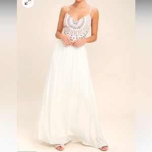 Lulus Ascension Island White Embroidered Maxi Dress